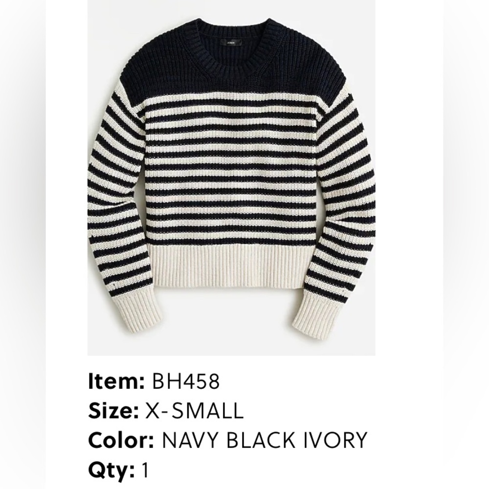 NWT J.Crew Oversized Crewneck Sweater in Stripe, XS
